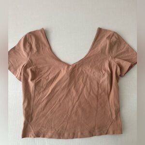 Lululemon Pink Crop Wide Shouldered T-Shirt Short Sleeve